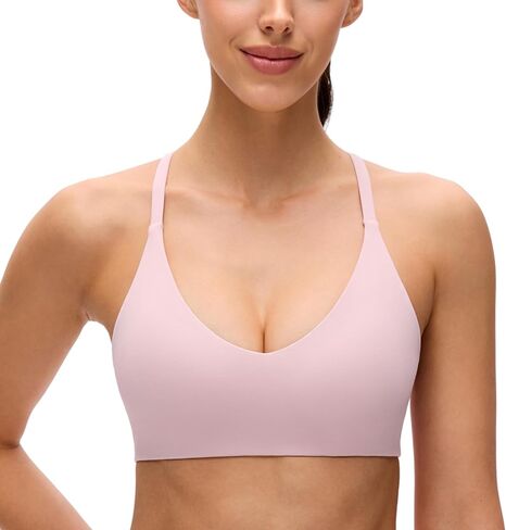 حمالات صدر رياضية للنساء من CRZ YOGA Butterluxe ذات تغطية منخفضة ورقبة على شكل V - توب يوغا مبطن بأشرطة سباغيتي وظهر متقاطع in Kuwait