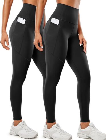 2 Pack Leggings for Women with Pockets Gym Butt Lifting High Waisted Yoga Compression Pants Athletic Running Workout Leggings in Saudi Arabia