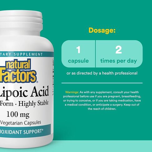 Natural Factors, حمض آر-ليبويك، دعم مضاد للأكسدة، 60 كبسولة in Saudi Arabia