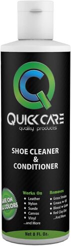 QuickCare Premium Shoe Cleaner with Conditioner, Brush & Sponge, Ultimate Cleaning Shoes Kit for Sneakers, Leather, Suede, Canvas, Mesh, Shoe Care Set, Foam Touch-Up Solution, 8 oz in Saudi Arabia
