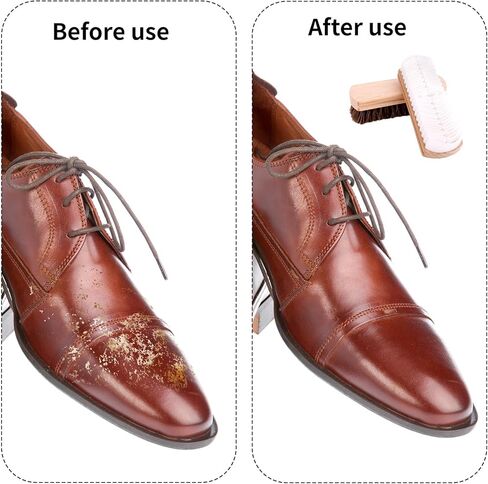 2pcs Horsehair & Rubber Shoe Brush Set, 2 Styles Boot Magic Eraser Cleaning Brush with Wood Handle Nubuck Cleaner Kit for Leather & Suede Shoes Boots in Saudi Arabia