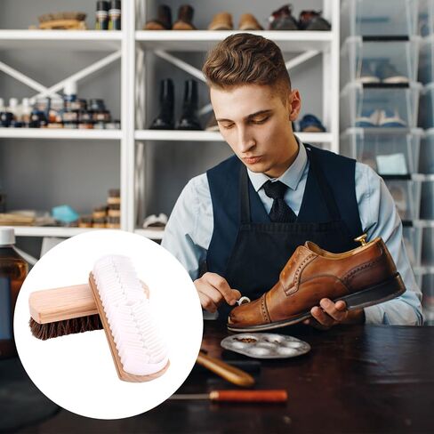 2pcs Horsehair & Rubber Shoe Brush Set, 2 Styles Boot Magic Eraser Cleaning Brush with Wood Handle Nubuck Cleaner Kit for Leather & Suede Shoes Boots in Saudi Arabia