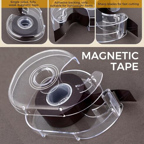 Tenceur 12 Pack Magnetic Tape Dispenser Roll 16 ft Long x 0.75" Wide Adhesive Magnet Tape Bulk Roll Flexible Magnet Magnetic Strips with Adhesive Backing for DIY Fridge Board Home Office in Saudi Arabia