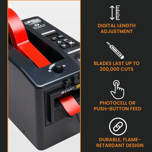 موزع الأشرطة الكهربائية START International ZCM1000 - آلة قطع الأشرطة اللاصقة الأوتوماتيكية مع بكرة تغذية قابلة للتعديل، إطار فولاذي، شاشة LED - للأشرطة مقاس 0.28 بوصة - 2 بوصة in Kuwait
