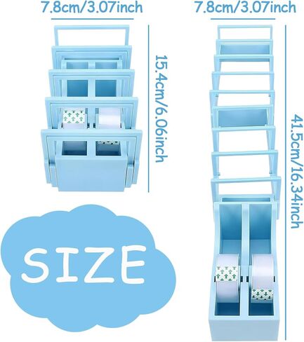 موزع شريط سريع للحرف اليدوية وتغليف الهدايا - 18 شريطًا في ثوانٍ - تصميم، خالي من الشفرات، صغير الحجم وشديد التحمل - يعمل مع شريط واشي قياسي مزدوج الجوانب باللون الأزرق in Kuwait