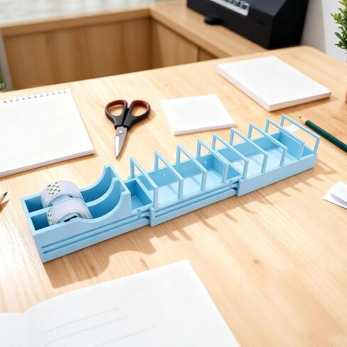 موزع شريط سريع للحرف اليدوية وتغليف الهدايا - 18 شريطًا في ثوانٍ - تصميم، خالي من الشفرات، صغير الحجم وشديد التحمل - يعمل مع شريط واشي قياسي مزدوج الجوانب باللون الأزرق in Kuwait