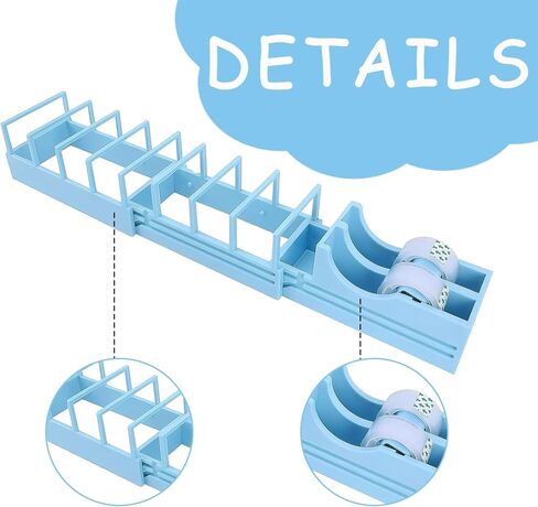 موزع شريط سريع للحرف اليدوية وتغليف الهدايا - 18 شريطًا في ثوانٍ - تصميم، خالي من الشفرات، صغير الحجم وشديد التحمل - يعمل مع شريط واشي قياسي مزدوج الجوانب باللون الأزرق in Kuwait