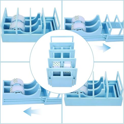 موزع شريط سريع للحرف اليدوية وتغليف الهدايا - 18 شريطًا في ثوانٍ - تصميم، خالي من الشفرات، صغير الحجم وشديد التحمل - يعمل مع شريط واشي قياسي مزدوج الجوانب باللون الأزرق in Kuwait