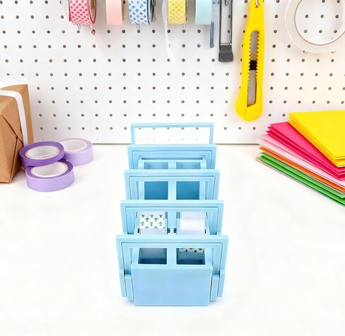 موزع شريط سريع للحرف اليدوية وتغليف الهدايا - 18 شريطًا في ثوانٍ - تصميم، خالي من الشفرات، صغير الحجم وشديد التحمل - يعمل مع شريط واشي قياسي مزدوج الجوانب باللون الأزرق in Kuwait