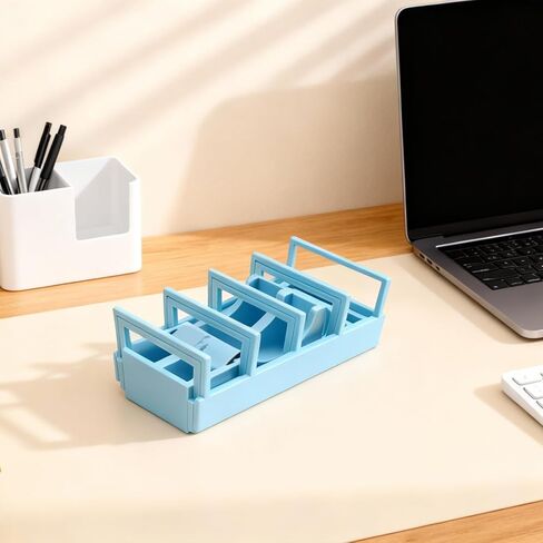 موزع شريط سريع للحرف اليدوية وتغليف الهدايا - 18 شريطًا في ثوانٍ - تصميم، خالي من الشفرات، صغير الحجم وشديد التحمل - يعمل مع شريط واشي قياسي مزدوج الجوانب باللون الأزرق in Kuwait