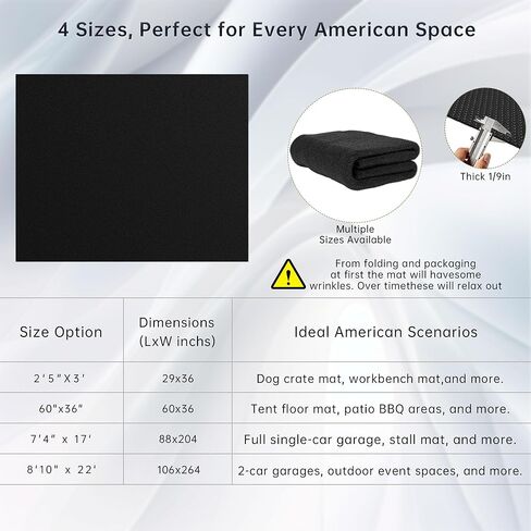 8'10" x 22' Oversized Garage Floor Mat – Leak-Proof Rubber Backing with Oil Absorbent Felt Top, Heavy Duty Floor Protector for Full-Size Trucks, SUVs, RVs & Workshops – Trimmable, Anti-Slip in Saudi Arabia