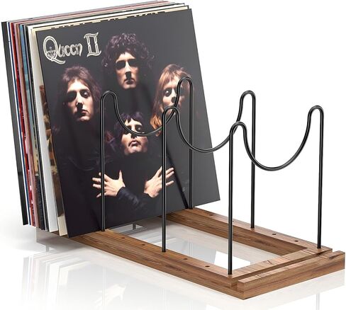 رف حامل تسجيلات الفينيل لـ 50-70 LPs، حامل تسجيلات فينيل ريترو الآن يلعب بقاعدة من الخشب الصلب ووسادة مضادة للانزلاق، حامل عرض سجل، تخزين تسجيلات الفينيل ومنظم لعرض المجموعة in Kuwait
