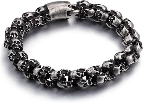 فاسق الجمجمة أساور طويلة للرجال الفولاذ المقاوم للصدأ بارد سحر ربط سلسلة المعصم الذكور المجوهرات القوطية in Kuwait