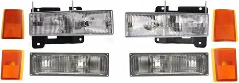 Headlight Assembly Compatible with 1994-1998 OBS Chevy Silverado C/K Series 1500 2500 3500, 94-98 Silverado/Tahoe/Suburban Headlamp with Bumper Light in Saudi Arabia