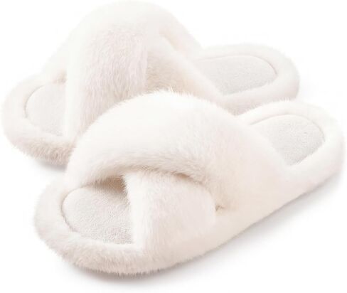 شبشب نسائي من HomeTop ذو شريط متقاطع منفوش ومنزل داخلي من القطيفة الناعمة in Kuwait