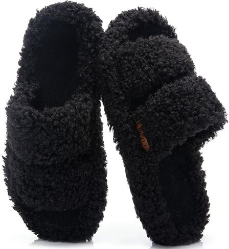 شبشب نسائي بعقدة فيونكة مفتوحة عند الأصابع وحزام مزدوج، شبشب منزلي داخلي من الإسفنج الذكي مانع للانزلاق in Kuwait