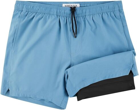 NIMENJOJA شورت رجالي للجري 5.5 بوصة 2 في 1 شورت ضغط رياضي سريع الجفاف للرجال in Kuwait