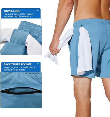 NIMENJOJA Mens 5.5" Gym Running Shorts 2 in 1 Quick Dry Workout Athletic Compression Shorts for Men in Saudi Arabia
