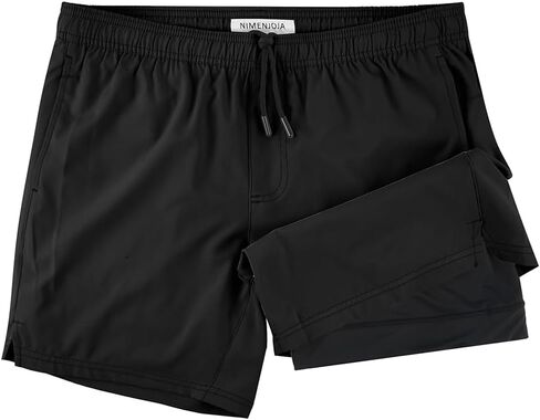 NIMENJOJA Mens 5.5" Gym Running Shorts 2 in 1 Quick Dry Workout Athletic Compression Shorts for Men in Saudi Arabia