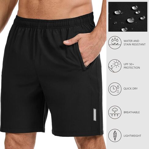 BASSDASH Men's 7" Inseam Hiking Fishing Shorts UPF 50+ with 3 Zipper Pockets Lightweight Water Resistant Quick Dry FP12M in Saudi Arabia