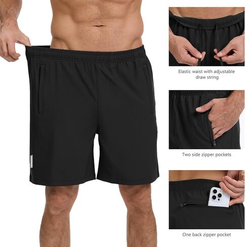 BASSDASH Men's 7" Inseam Hiking Fishing Shorts UPF 50+ with 3 Zipper Pockets Lightweight Water Resistant Quick Dry FP12M in Saudi Arabia