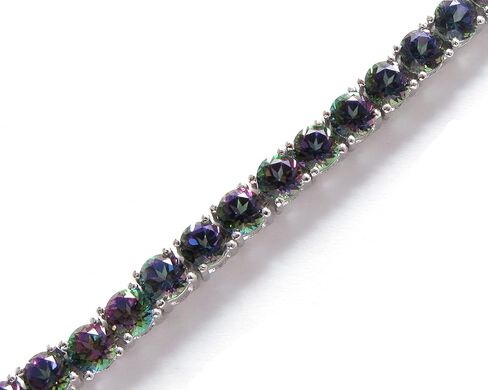 925 Sterling Silver Genuine Mystic Topaz Tennis Bracelet, 15Ct Total 4mm Round in Saudi Arabia
