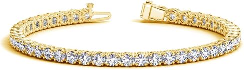 Houston Diamond District 2 to 28 Carat Lab Grown Diamond Classic Tennis Bracelet, 4-Prong Setting for Women (E–F Color, VS2–SI1 Clarity) 14K Yellow Gold 2 Carat Round Shape in Saudi Arabia