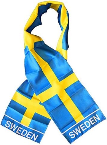 K's Novelties Sweden Country Lightweight Flag Printed Knitted Style Scarf 8"x60" in Saudi Arabia