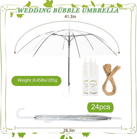 24 قطعة من مظلة الفقاعات الشفافة للزفاف مقاس 52 بوصة، مظلات عصا مقاومة للرياح على شكل قبة كبيرة، مظلات مطر شفافة عالية الوضوح، ثابتة ومتينة، سهلة التشغيل، مظلة شفافة كبيرة لحفلات زفاف العروس والعريس وحفلات الجولف في الهواء الطلق in Kuwait