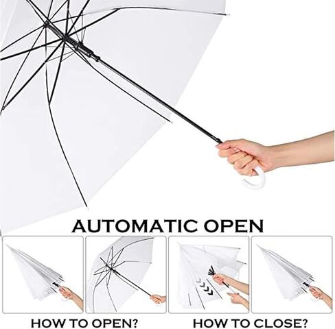 24 قطعة من مظلة الفقاعات الشفافة للزفاف مقاس 52 بوصة، مظلات عصا مقاومة للرياح على شكل قبة كبيرة، مظلات مطر شفافة عالية الوضوح، ثابتة ومتينة، سهلة التشغيل، مظلة شفافة كبيرة لحفلات زفاف العروس والعريس وحفلات الجولف في الهواء الطلق in Kuwait