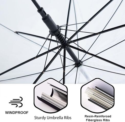 24 قطعة من مظلة الفقاعات الشفافة للزفاف مقاس 52 بوصة، مظلات عصا مقاومة للرياح على شكل قبة كبيرة، مظلات مطر شفافة عالية الوضوح، ثابتة ومتينة، سهلة التشغيل، مظلة شفافة كبيرة لحفلات زفاف العروس والعريس وحفلات الجولف في الهواء الطلق in Kuwait