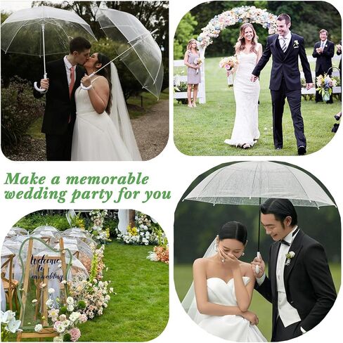 24 قطعة من مظلة الفقاعات الشفافة للزفاف مقاس 52 بوصة، مظلات عصا مقاومة للرياح على شكل قبة كبيرة، مظلات مطر شفافة عالية الوضوح، ثابتة ومتينة، سهلة التشغيل، مظلة شفافة كبيرة لحفلات زفاف العروس والعريس وحفلات الجولف في الهواء الطلق in Kuwait