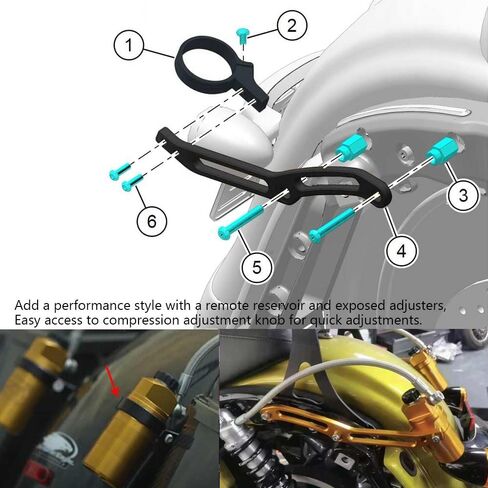 طقم أدوات دعامة الصدمات الخلفية للتعليق يناسب Harley Touring Road King Road Glide Electra Glide Street Glide 2014-2024، أسود in Kuwait