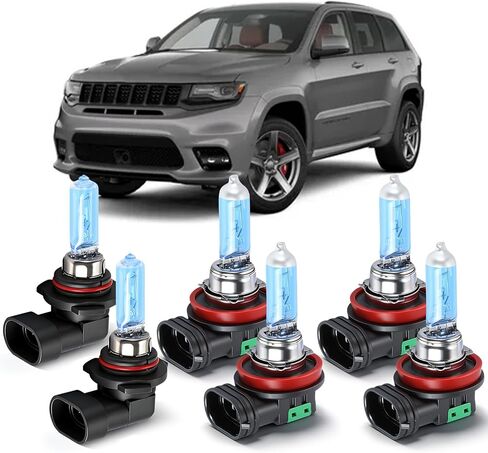 OQSNCV Fit for Jeep Grand Cherokee (2011 2012 2013 2014 2015 2016) Halogen Headlight Bulbs, 9005 High Beam + H11 Low Beam Headlamp Replacement Bulbs Kit, Pack of 4 in Saudi Arabia