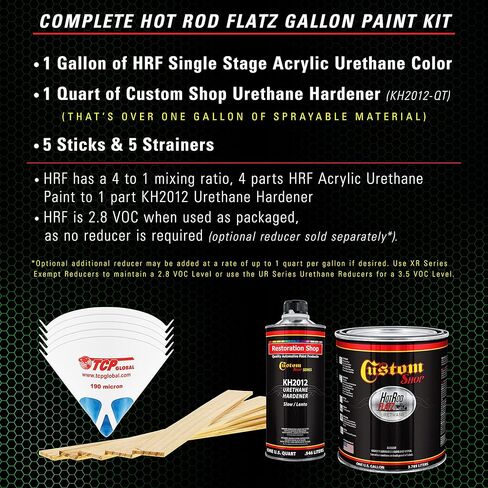 متجر مخصص - أخضر ليموني نابض بالحياة - طلاء تلقائي من Hot Rod Flatz Flat Matte Satin Urethane - مجموعة طلاء جالون كاملة - سيارات احترافية منخفضة اللمعان، طلاء شاحنات السيارات، نسبة مزيج 4:1 in Saudi Arabia