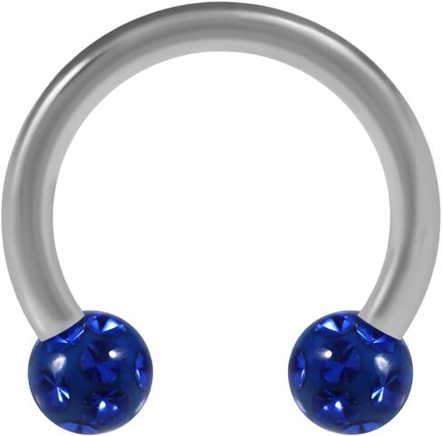 3mm Epoxy Crystal Stones Ball with 16 Gauge Stainless Steel Circular Barbell Body Jewelry - Septum Ring - Tragus Piercing - Horseshoe Body Piercing Jewelry in Saudi Arabia