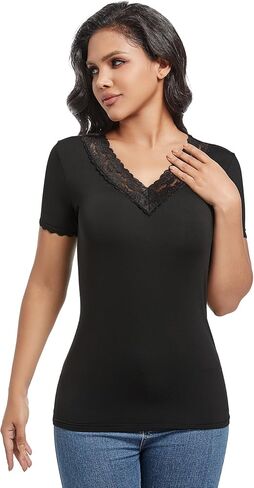 Short Sleeve Thermal Shirt for Women Fleece Lined Top Warm Thermal Undershirt Base Layer in Saudi Arabia