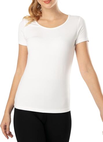 Short Sleeve Thermal Shirt for Women Fleece Lined Top Warm Thermal Undershirt Base Layer in Saudi Arabia
