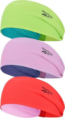 Reebok 3pk Wide Knotted Headwrap – Secure, Lightweight, Damage-Free Hold | Quality Gym Hair Accessories for Active Comfort in Saudi Arabia