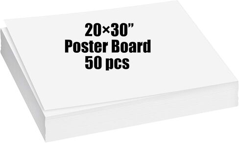 20×30" Poster Board 50pcs White Poster Paper Poster Board Bulk suitable for DIY, Crafts, Signs Project Presentations, Drawing and School Supplies,250GSM Thickness Blank Large Posterboard in Kuwait