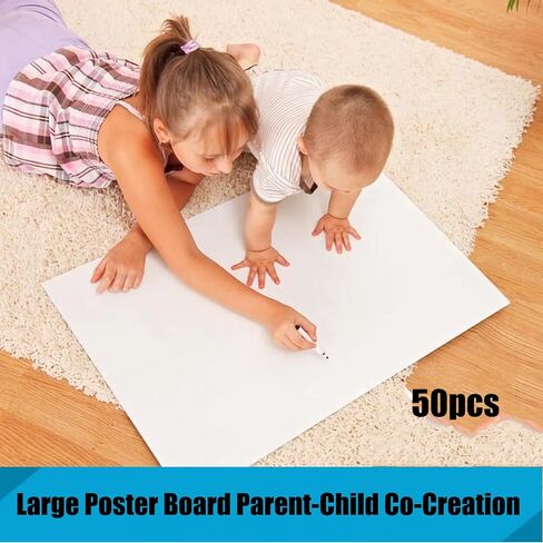 20×30" Poster Board 50pcs White Poster Paper Poster Board Bulk suitable for DIY, Crafts, Signs Project Presentations, Drawing and School Supplies,250GSM Thickness Blank Large Posterboard in Kuwait