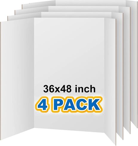 VinTS 36" x 48" Large Trifold Poster Board,4 Pack White Corrugated Foldable Project Boards for Science Fair, School Projects,Photo Displays in Saudi Arabia