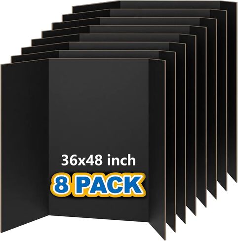 VinTS 36" x 48" Large Trifold Poster Board,8 Pack Black Corrugated Project Boards,Study Tri Fold Poster Board for Science Fair, School Projects,Photo Displays in Saudi Arabia