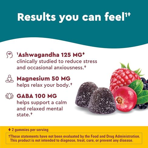 Nature Made Wellblends Calm Mind & Body, Magnesium Citrate, Ashwagandha 125mg & GABA 100mg Blend for Stress Relief, 38 Gummy Vitamins in Saudi Arabia