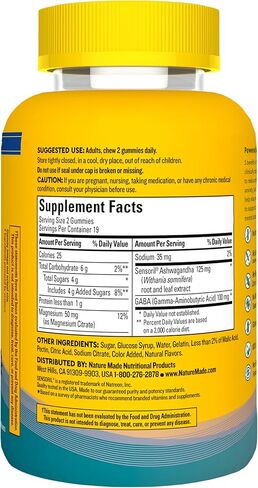 Nature Made Wellblends Calm Mind & Body, Magnesium Citrate, Ashwagandha 125mg & GABA 100mg Blend for Stress Relief, 38 Gummy Vitamins in Saudi Arabia