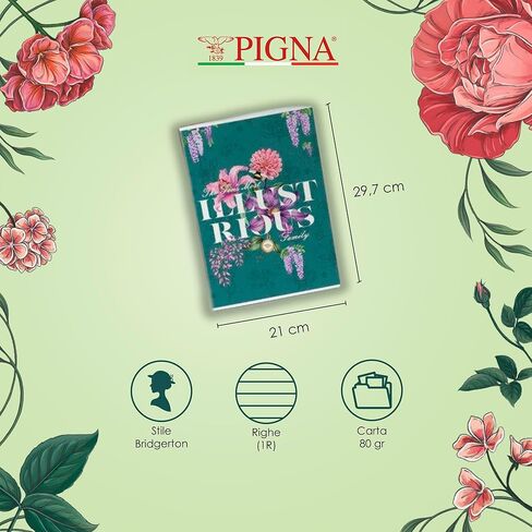مجموعة Pigna x Bridgerton مكونة من 10 دفاتر ملاحظات ماكسي مقاس A4 وورق 80 جم و80 صفحة + صفحة غلاف مخصصة مقاس 1R مسطرة in Kuwait