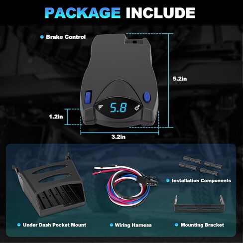 Electronic Brake Controller Compatible with Ford GM Chevy Dodge RAM Toyota Jeep with 2 4 6 and 8 Brakes (1-4 axles), LED Display,Plug and Play, Replace#90885 in Saudi Arabia