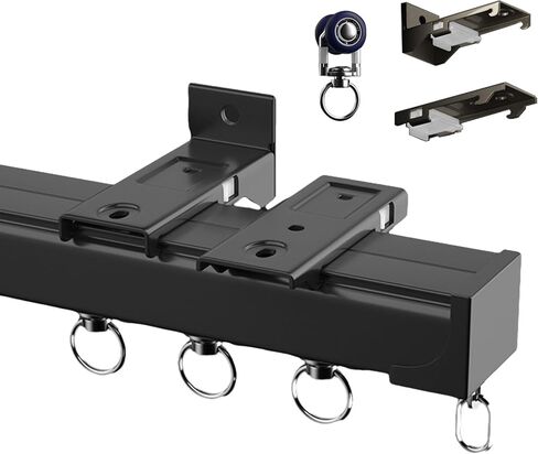 Heavy Duty Aluminum Curtain Track System - Double Ceiling Mounted Track for RVs, Room Dividers & Bay Windows - Versatile Curtain Solutions for Home & Travel in Saudi Arabia