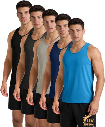 Little Beauty 5 Pack Mens Tank Tops UPF 50+ Sleeveless Muscle Shirts Lightweight Active Workout Gym Tops in Saudi Arabia