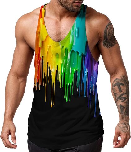 رجل تانك القمم الصيف تجريب الصالة الرياضية أكمام قميص هاواي الجرافيك تانك الأعلى الرجال قمصان الشاطئ خمر in Kuwait